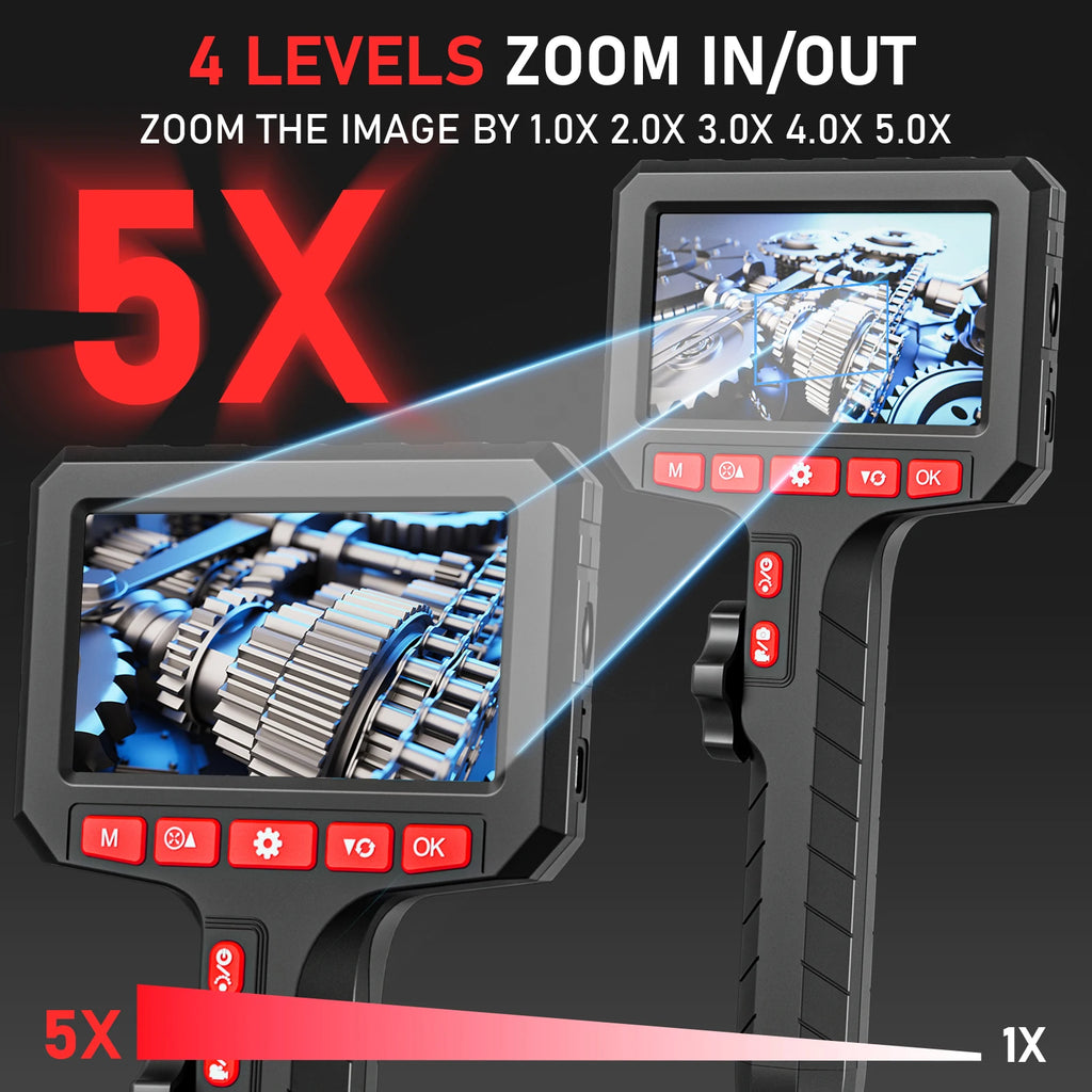 5Inch Borescope, Two-Way Rotary 360° Industrial 3.9mm Camera for Automotive Repair, Plumbing Inspection