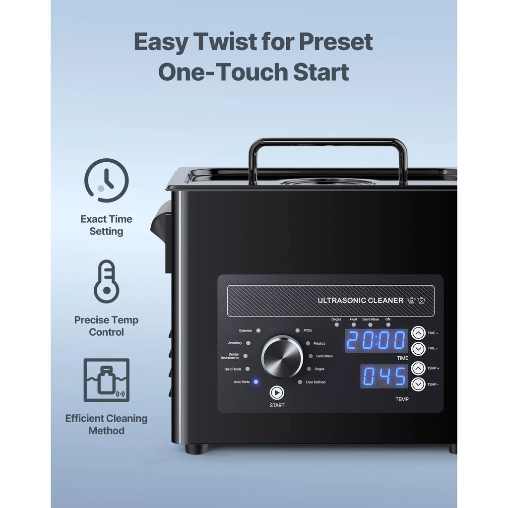 "3L Stainless Steel Ultrasonic Cleaner with Digital Knob Control and USB Power Source"