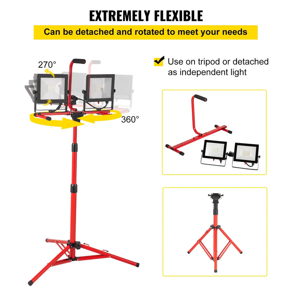 2PCS 10000 Lumen LED Work Light with Adjustable 27.6\" 68.1\" Foldable Tripod Stand Cob Light Source for Office Use