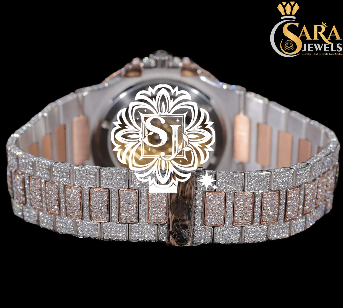 Round Dial Analog Face Personalized Handcrafted Luxury Moissanite Watch / Full Iced Out Hiphop Watch for Everyday Wear