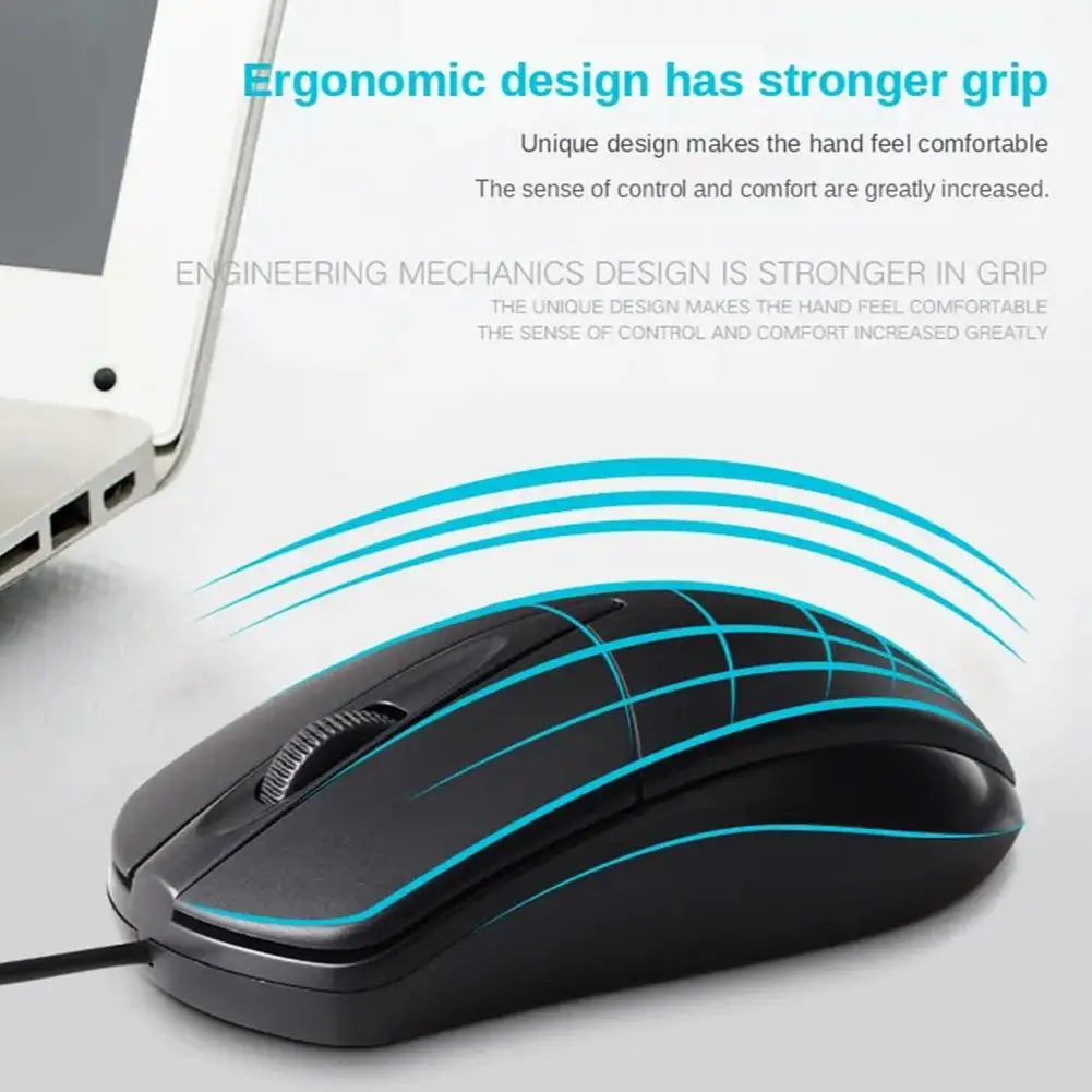 USB Optical Wired Mouse Laptop Home Office Mouse Anti Slip Roller 3D 1200DPI Game Mause Computer Accessories For PC Desktop