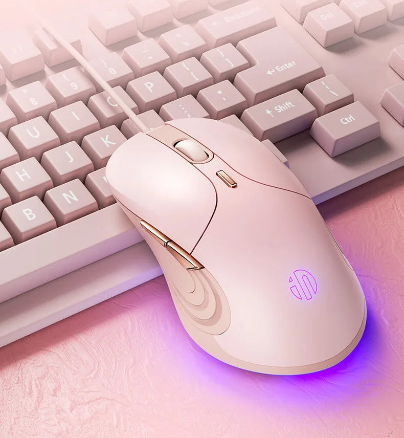 Inphic B8 Wired Mouse 4-speed DPI Adjustment Silent Office Mouse Colorful Breathing Light Effect For PC Laptop