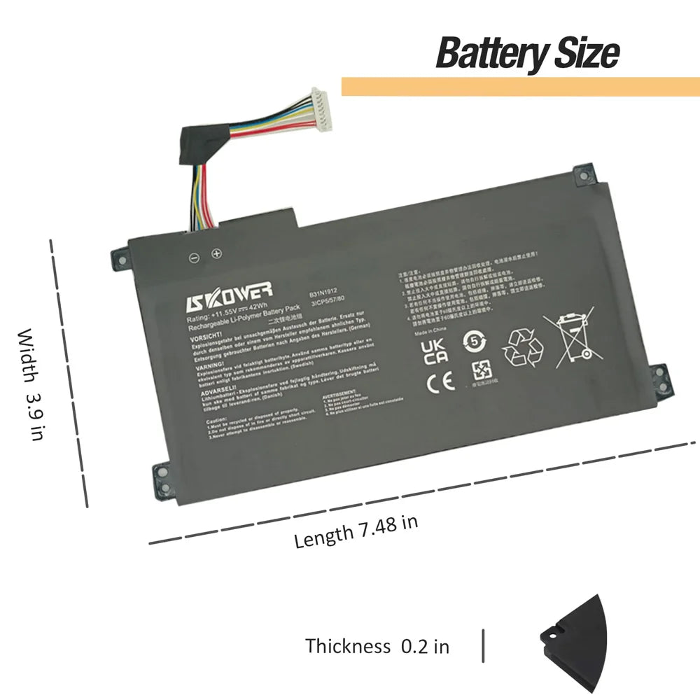 SKOWER B31N1912 Laptop Battery For Asus VivoBook 14 E410MA-EK018TS EK018TS E510KA L410MA R522MA E510MA F414MA L510MA C31N1912