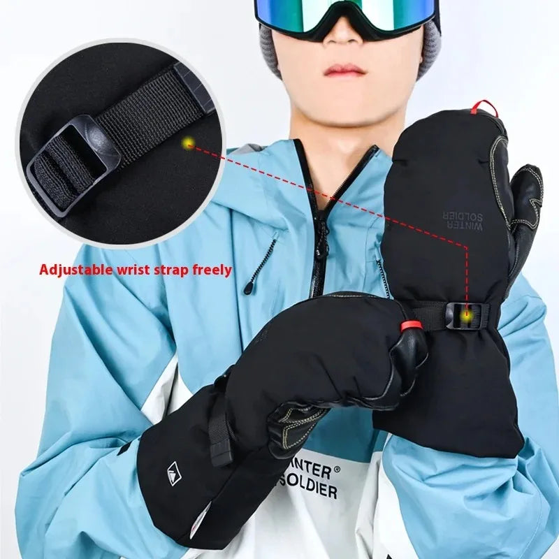 Professional Down Skiing Gloves With Winter Touch Screen Thickened Velvet Wear-Resistant Windproof Waterproof Skiing Gloves