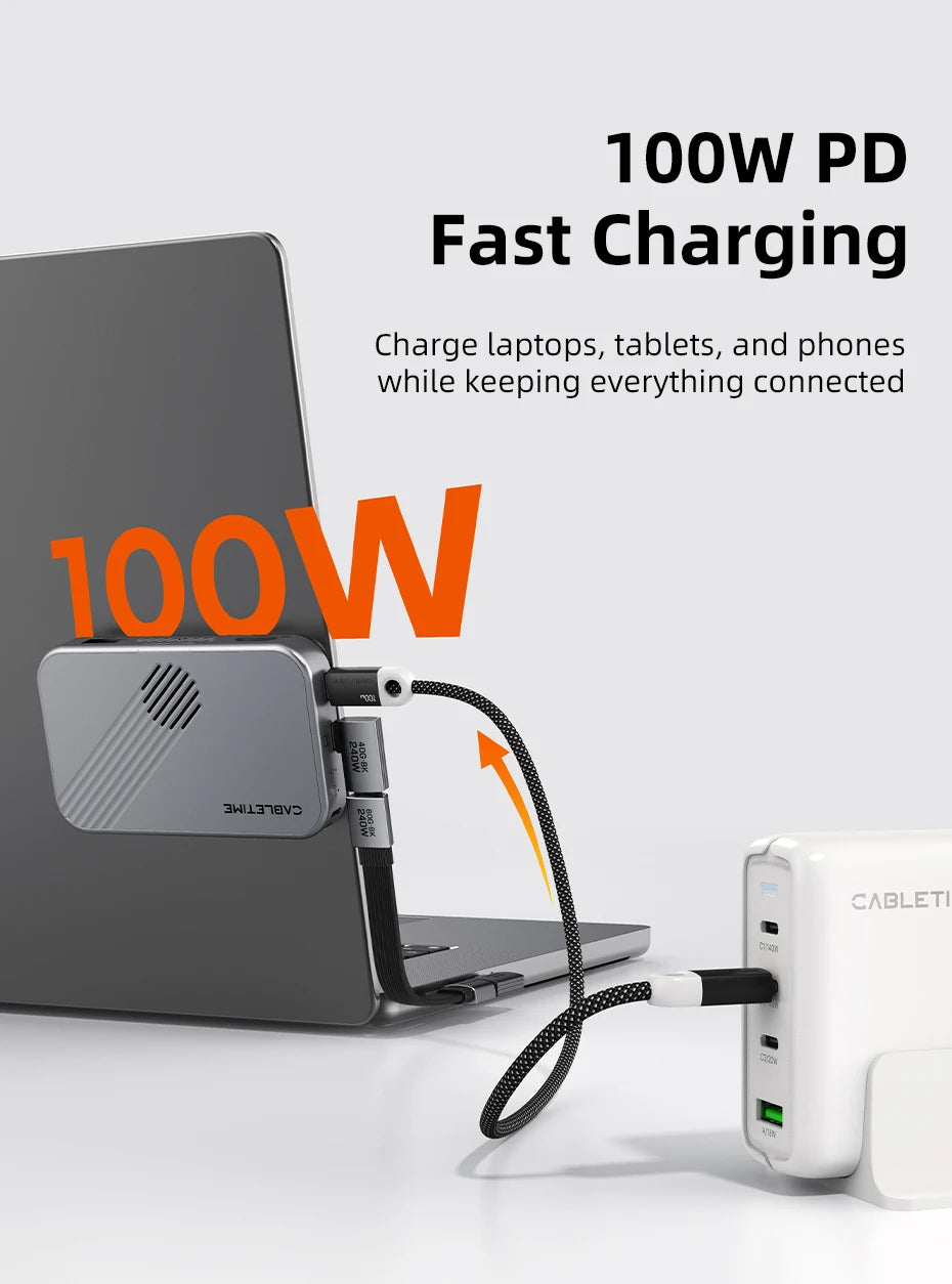 CABLETIME USB C HUB  7 IN 1 with NVMe SSD Magnetic 4K ProRes Video Recording SD/TF 3.0 Strong Magnetic Attachment for iPhone 17