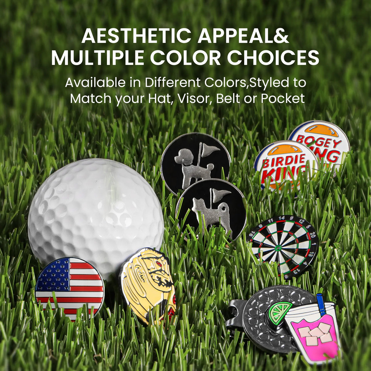 2 Pack Funny Hat Clip Style Golf Ball Markers Durable Portable Practical Golf Putting Green Course Game Accessories
