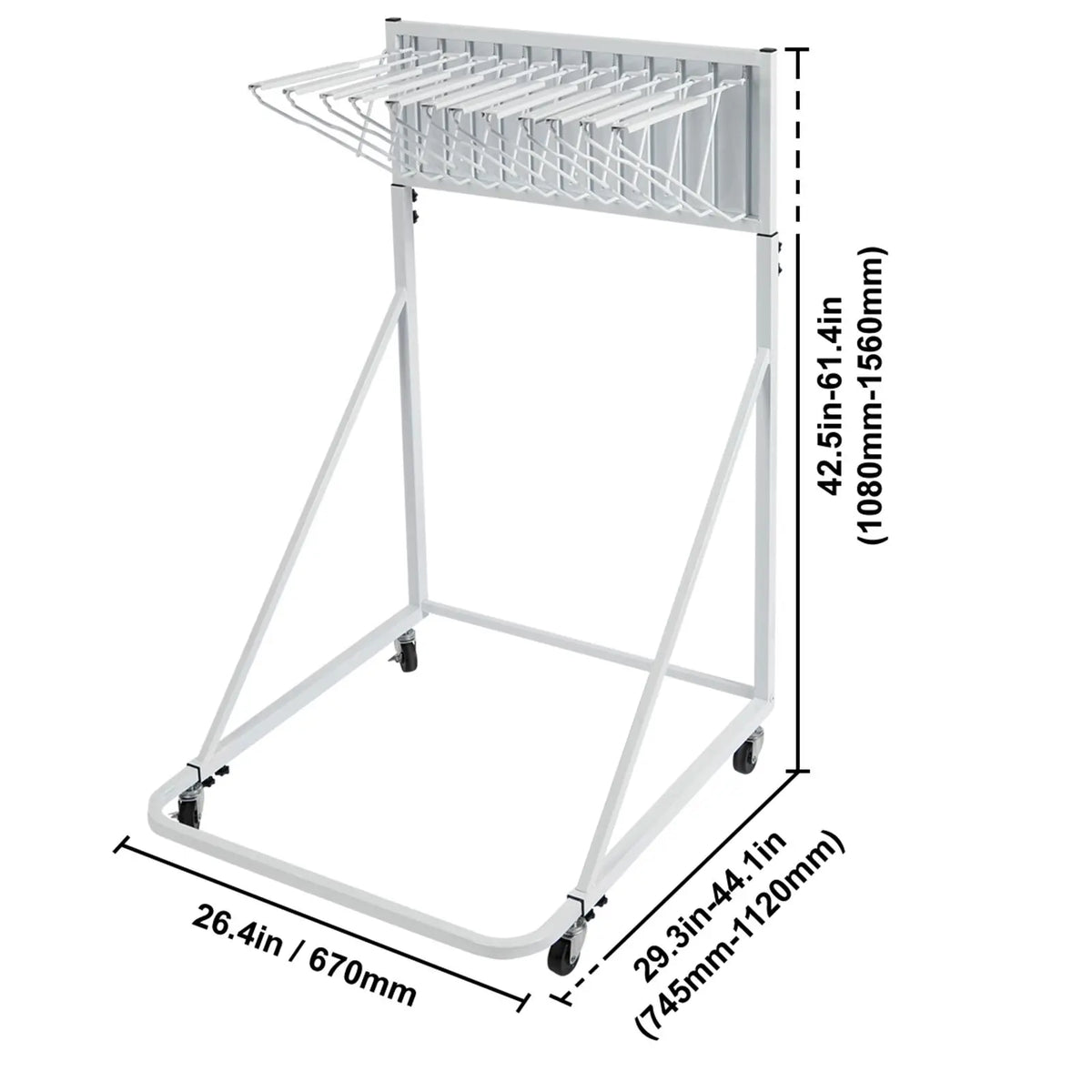 Adjustable Height Mobile Blueprint Storage Rack with 12 Pivot Brackets Plan Holder and Poster Holder for Office Furniture