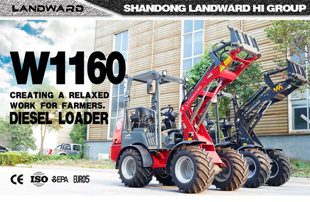 Diesel Loader W1160 Customized Mini Loader Euro 5 DIESEL Engine Agriculture EPA 4WD Front End Loader 2.4 Tons LANDWARD Factory