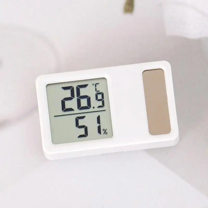 E56E Thermometers Hygrometer Solar Powered Desktop Temperature Humidity Meter Gauge