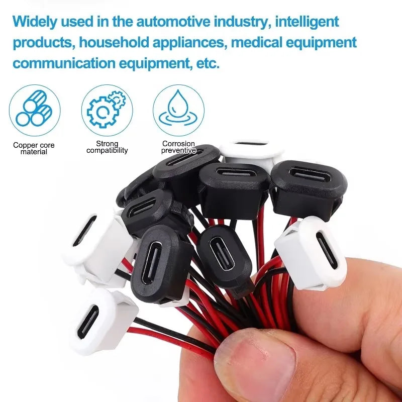 USB Type C Connector Jack Female Type-C with Card Buckle 3A High Current Fast Charging Jack Port USB-C Charger Plug Socket