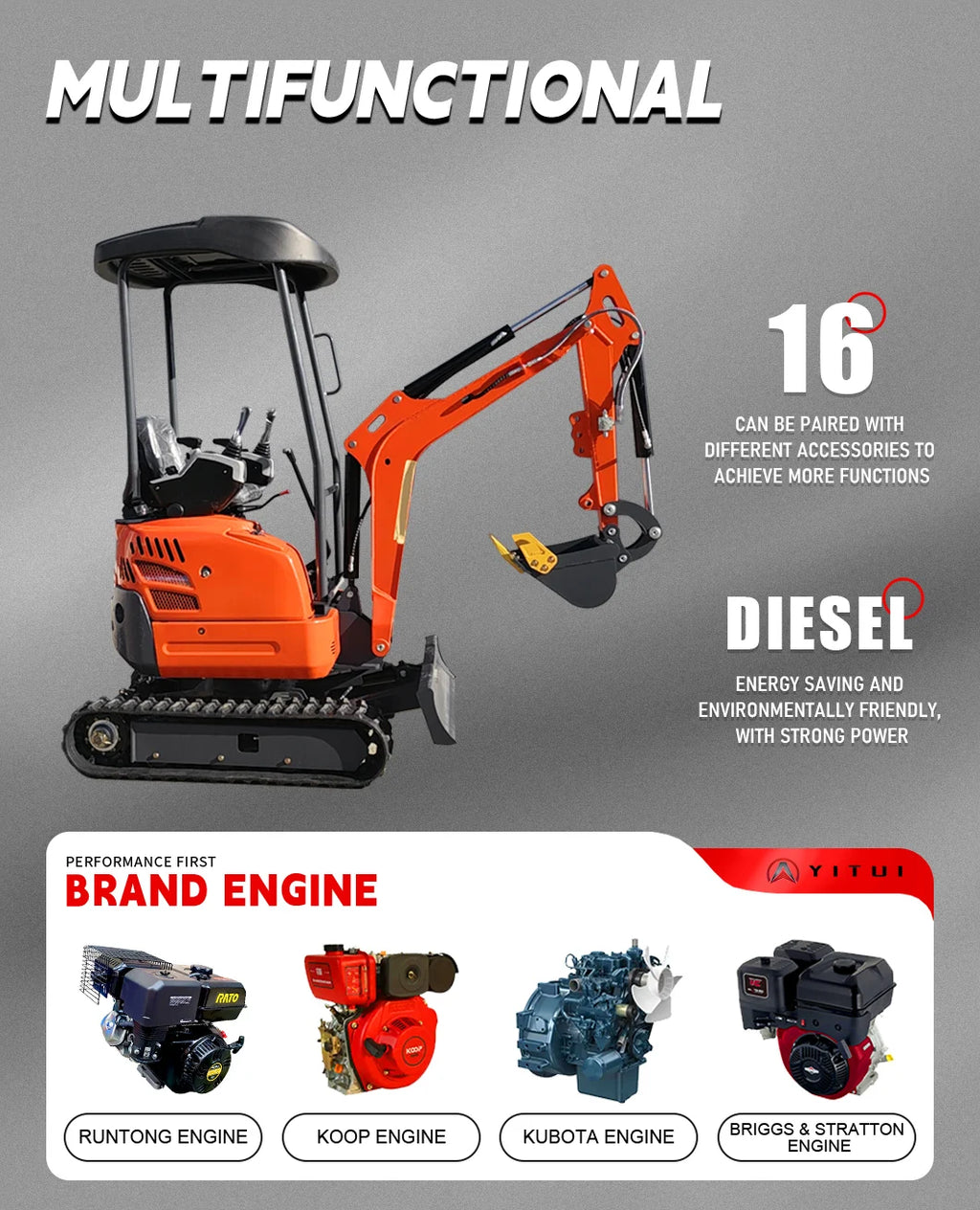 The Latest Fast Delivery Euro 5 Mini Excavator 2.0 Tons Kubota Engine Excavator Manufacturer Customized Mini Excavator