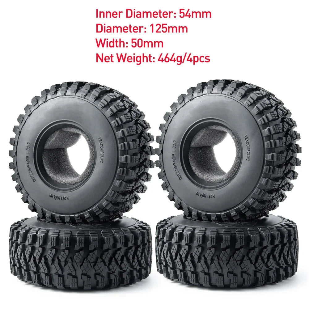 AXSPEED 4PCS Rubber Tyres 120/125/137/150mm for 1.9 2.2 Wheel Tires Axial SCX10 Wraith D90 D110 TRX4 TRX6 1/10 RC Crawler Car