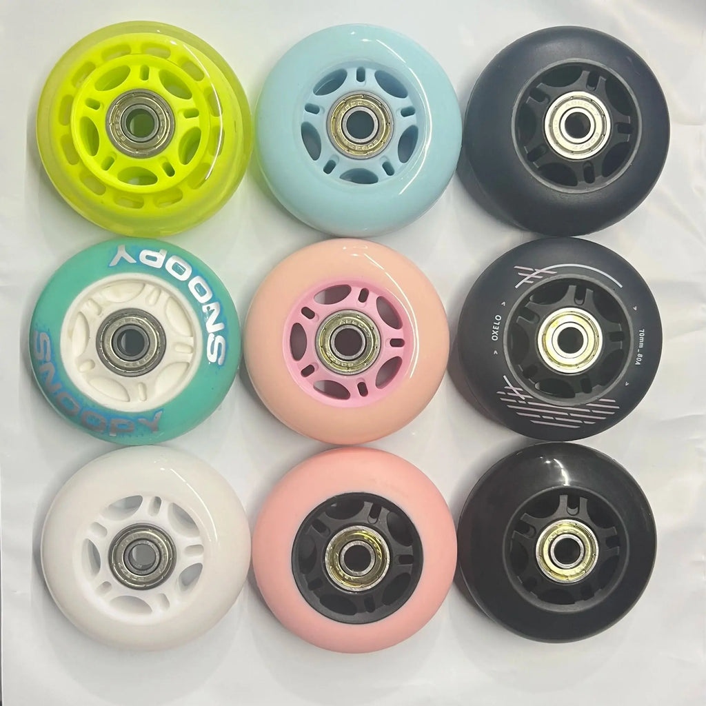 8-Pack Full Set Roller Skate Replacement 70mm Wheels, High-Speed Abec-7 608 Bearing Wheels for Skateboard/Scooter/Luggage