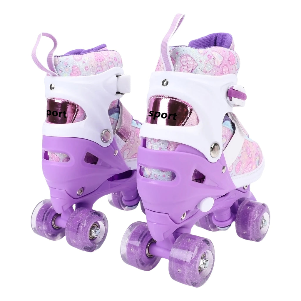 Tomshoo Roller Skates for Kids Girls Ages 6-12 4Size Adjustable Flashing Wheel ABEC Bearing Triple Protection for Outdoor Indoor