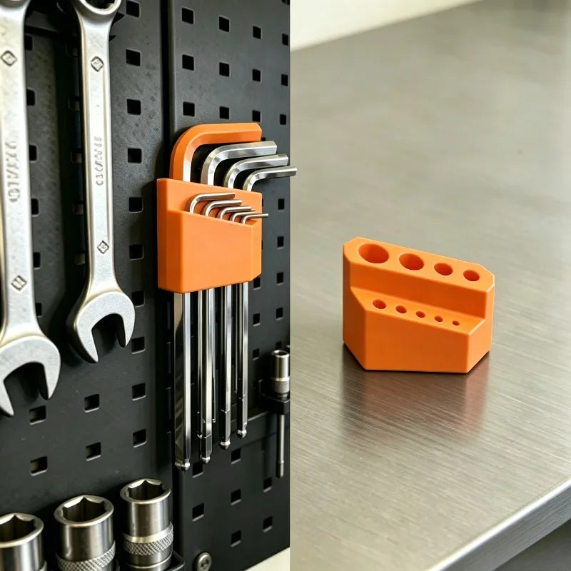 Hex Key Wrench Storage Holder, Plastic Allen Wrench Organizer Rack for Pegboard Drawer Garage Home Hand Job Tools Storage