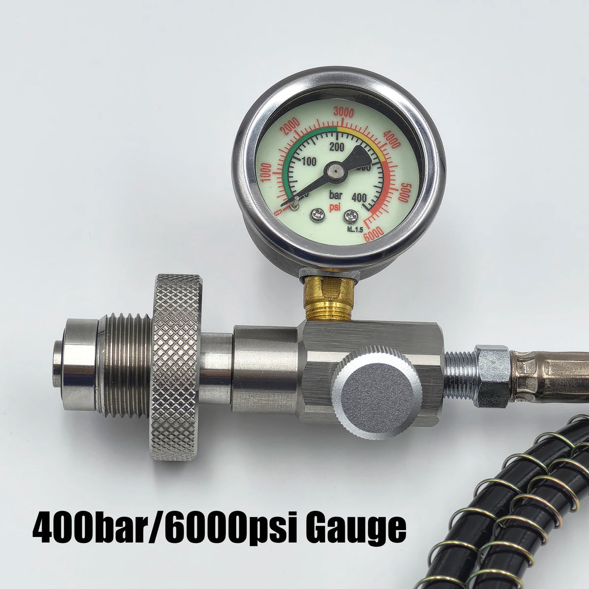 HPA 4500psi/300bar Air Diving DIN G5/8 Connect Fill Station Filling Charging Adaptor Valve Stainless Steel with Hose