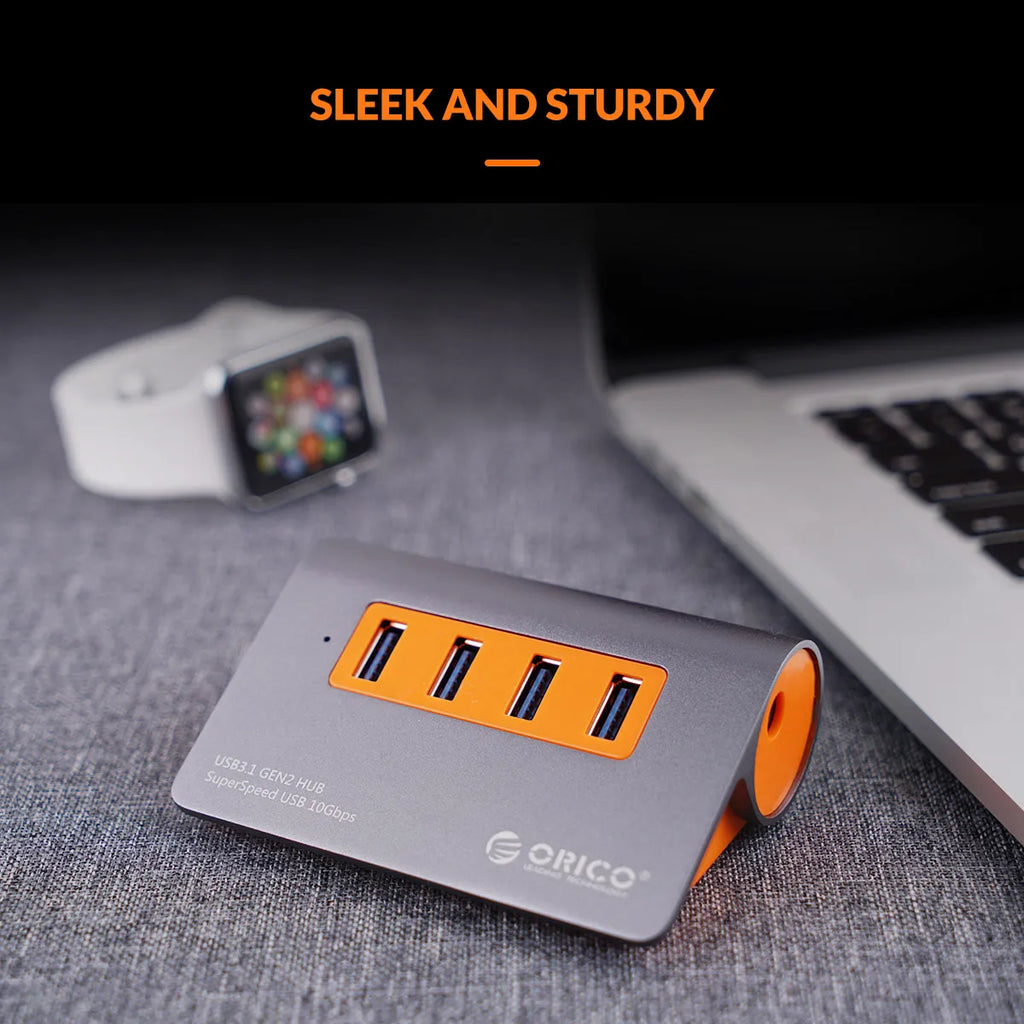 ORICO USB3.1 Gen2 HUB Aluminum USB HUB PC Splitter 10Gbps Super Speed With 12V Power Adapterfor MacBook PC Computer Accessories