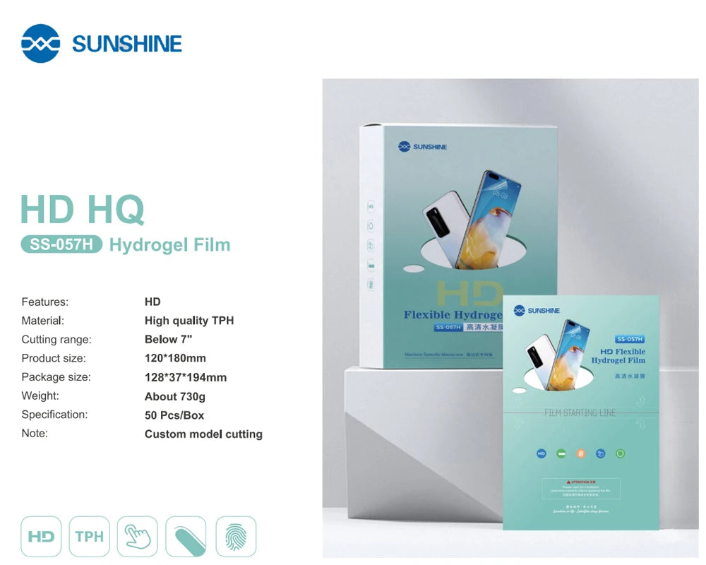 Sunshine Flexible Hydrogel Film SS-057 SS-057A SS-890C Cutting Machine SS-075S TPU Privacy Screen Protective Film With QR CODE