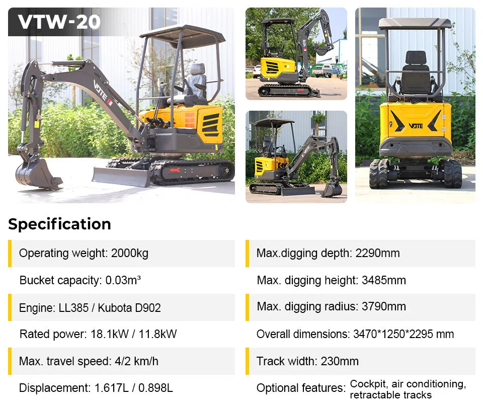 Mini Excavator 1 Ton EURO 5 Engine China Cheap 2 Ton Crawler 1.8 Ton Home Digger 1 T Bagger Farm For Sale Customized