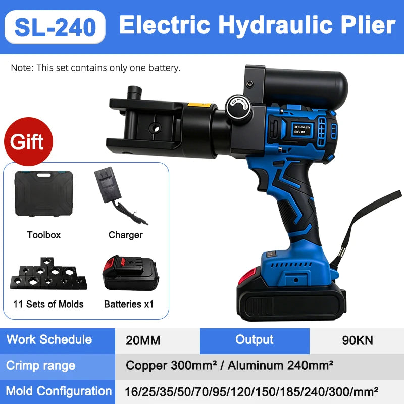 10-240mm Rechargeable Electric Hydraulic Wire Clamp Nippers SL240 Nose Brushless Motor Terminal Crimping Tool for Electricians