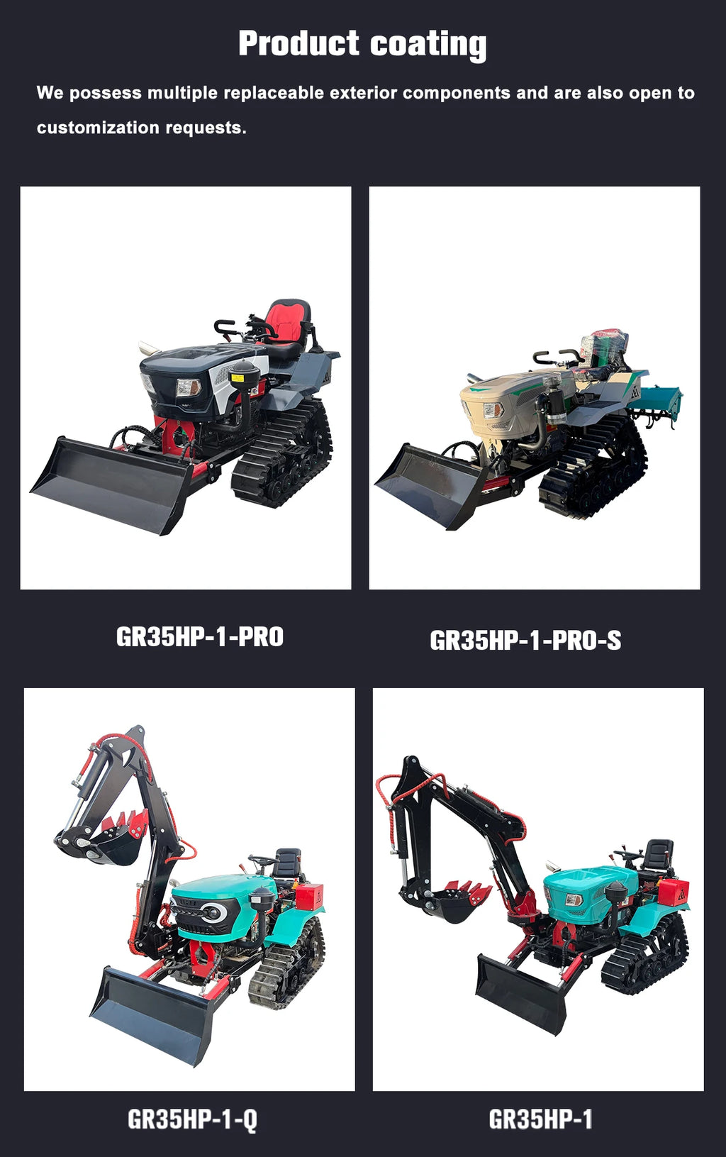 35HP Diesel Crawler Tractor EPA Approved Garden Cultivator With Excavator Parts For Farm & Orchard