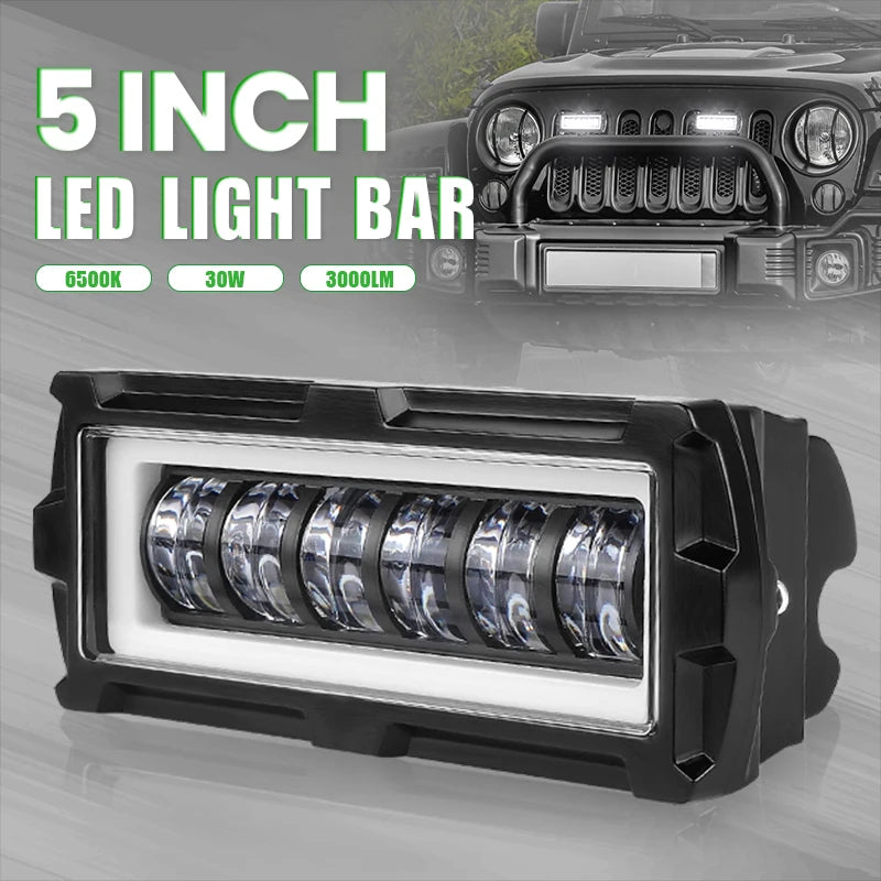 4 inch 5 inch 7D Angel Eye LED work Light Bar Offroad 4x4 Spotlight Fog Lamp 12V 24V Driving Work lamp DRL for Truck SUV ATV