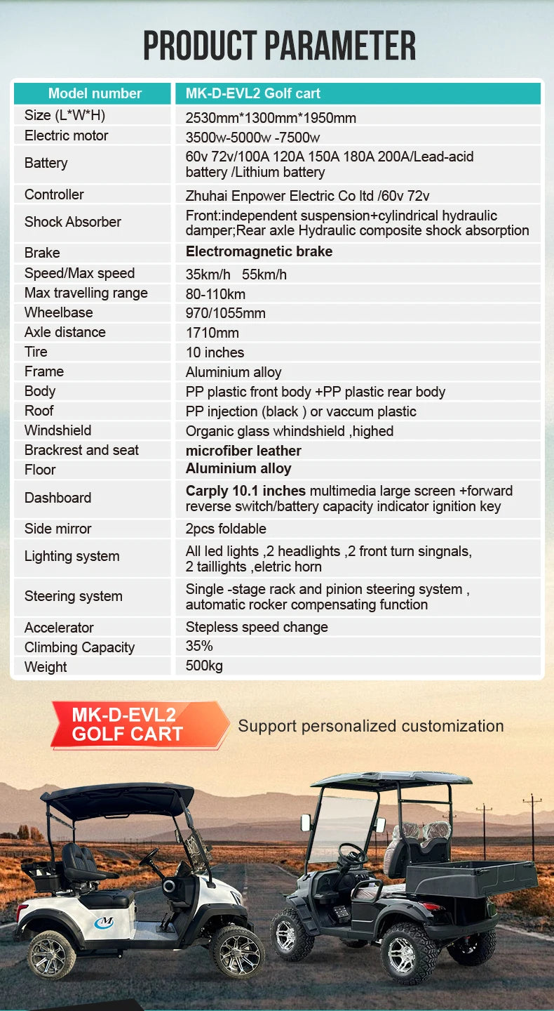 Golf Car Electric Power Buggy Vehicles 2 4 6 Passenger Golf Cart Accept Customize