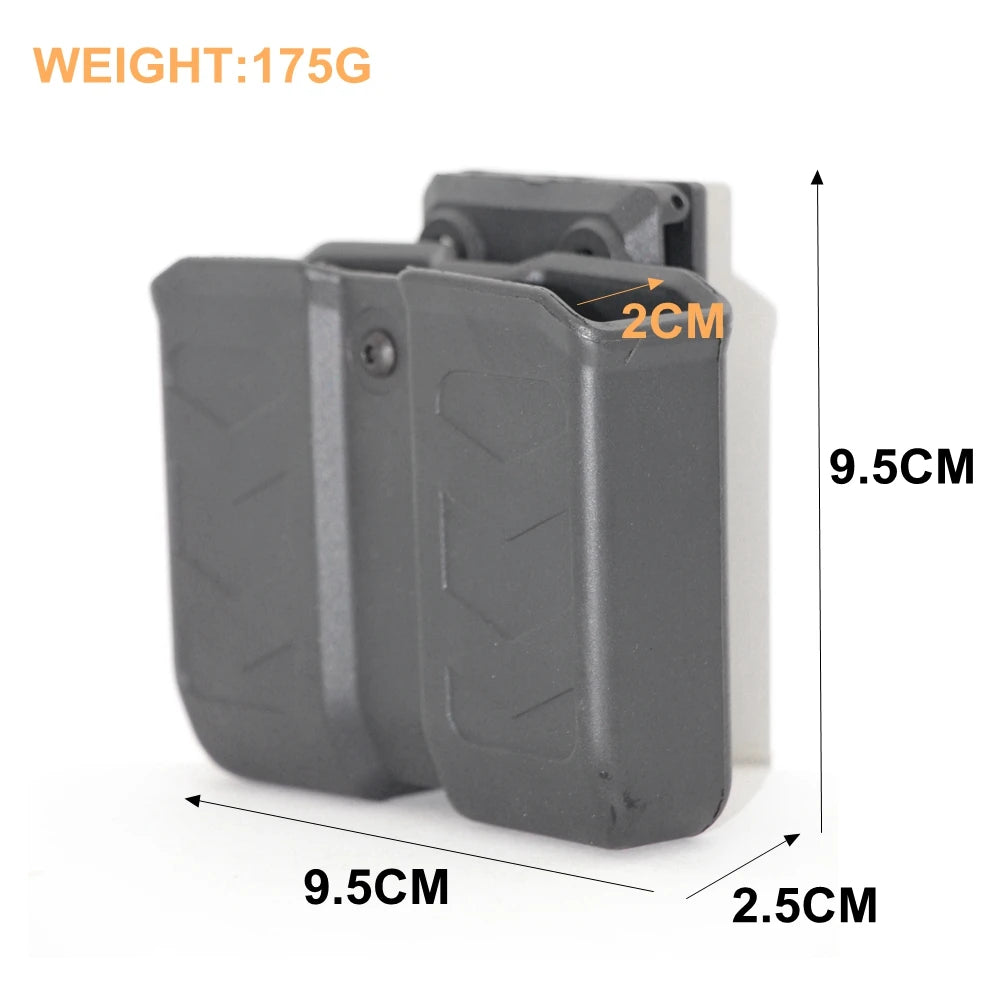 9mm Double Magazine Pouch Hunting 45acp Stack For Pistol Airsoft 1.5-2.5inch Tactical Belt Universal Adjustable Bag for Shooting
