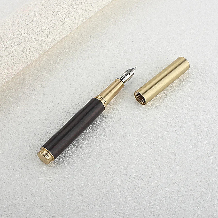 Exquisitely Designed Portable Pocket Vintage Mini Lipstick Pen Brass Solid Wood Materials Stationery Gifts Office Supplies