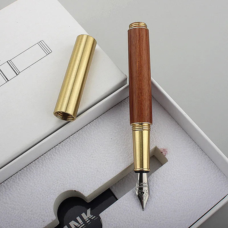 Exquisitely Designed Portable Pocket Vintage Mini Lipstick Pen Brass Solid Wood Materials Stationery Gifts Office Supplies