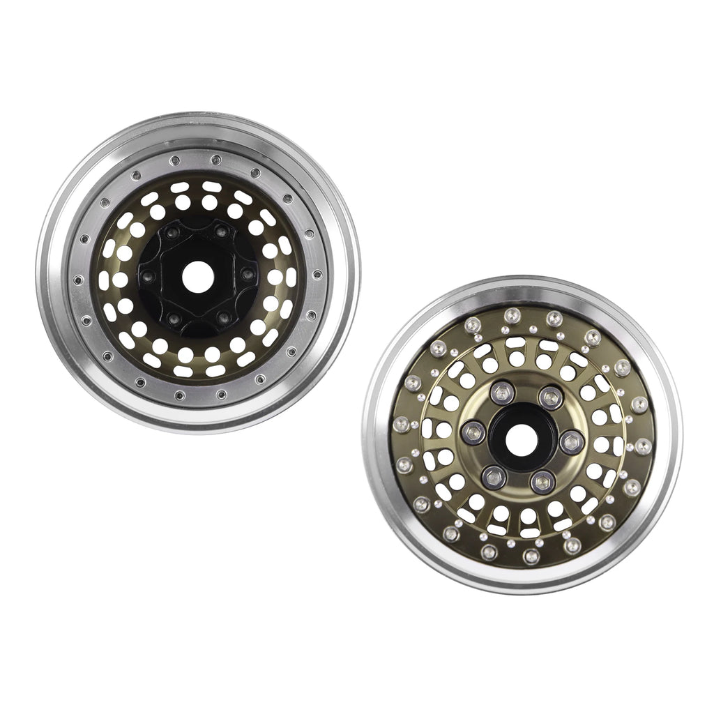 DashRC 1.9" Beadlock Wheels Aluminum Negative Offset Rims 4PCS for 1/10 RC Crawler SCX10 TRX4 TRX6 RC4WD D90