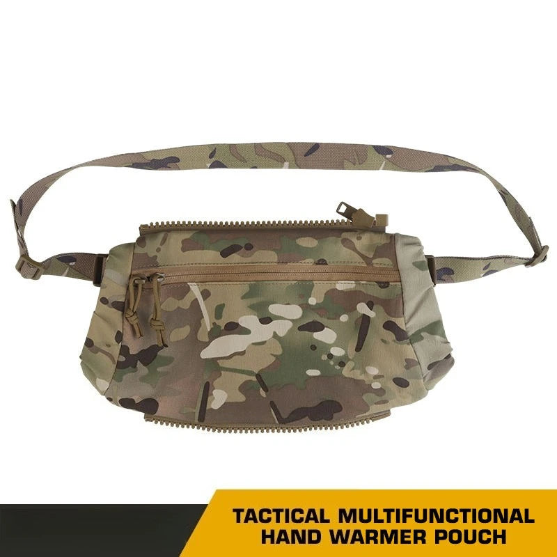 Tactical Multifunctional Hand Warm Drop Bag Muff Hand Warmer Pouch Stowable Fanny Pack for Winter Airsoft Hunting Camping