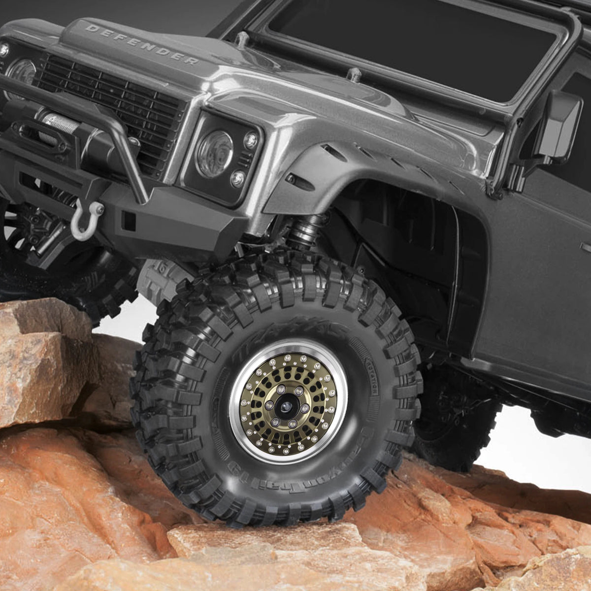 DashRC 1.9" Beadlock Wheels Aluminum Negative Offset Rims 4PCS for 1/10 RC Crawler SCX10 TRX4 TRX6 RC4WD D90