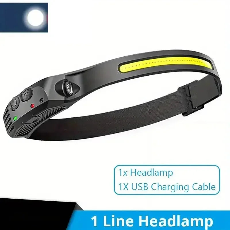 COB Headlamp Powerful Induction LED Sensor Head Torch USB Charging with Battery Flashlight For Fishing Outdoor Riding Camping