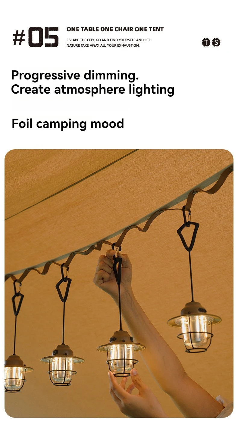 USB Rechargeable LED Camping Lantern Small Drop Light - Portable Campsite Atmosphere Lamp for Hanging Tent & Outdoor Activities