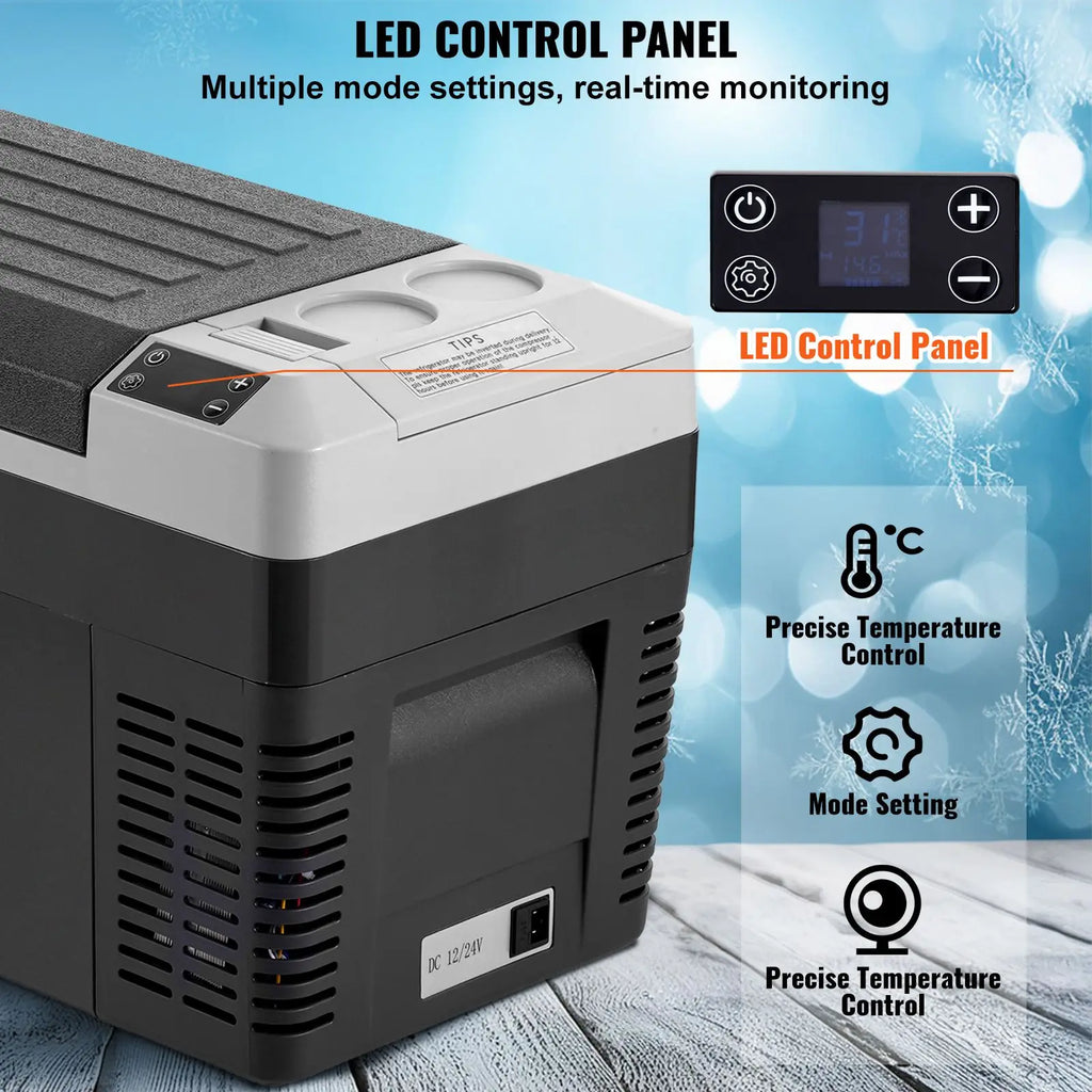 "12V Portable Car Fridge Freezer 25L/26.4QT EU Plug EU Type Adjustable Temp"