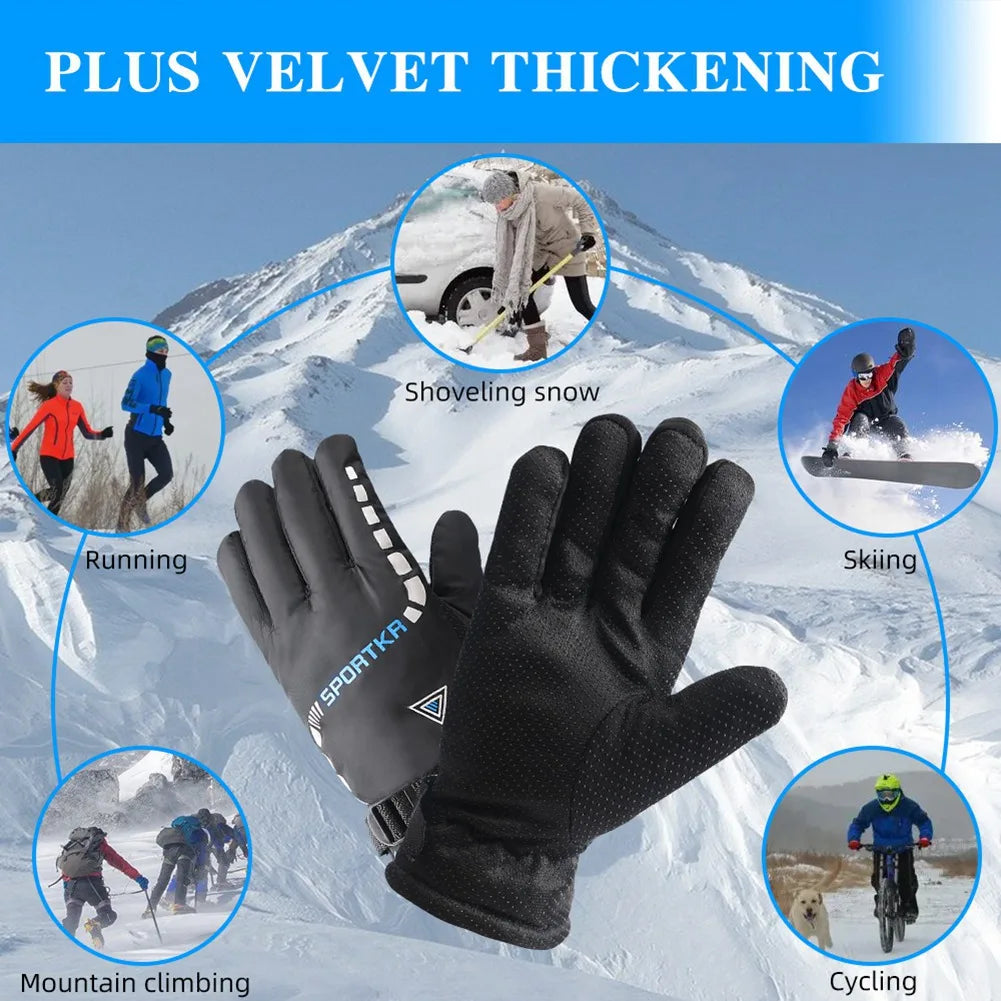 Waterproof Winter Warm Skiing Cycling Gloves Antislip Thickness Thermal Sports Camping Gloves for Men Women Traveling Gloves