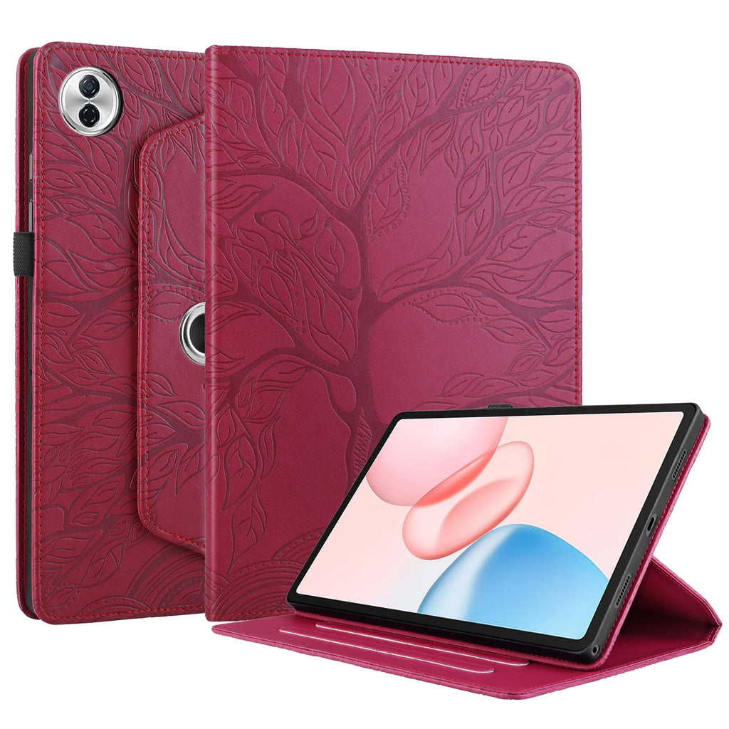 360 Rotating Embossed Life Tree Leather Wallet Case For Honor Pad 10 2025 12.1 X9A X9 Pro X8 V9 11.5 inch Card Holder Flip Cover