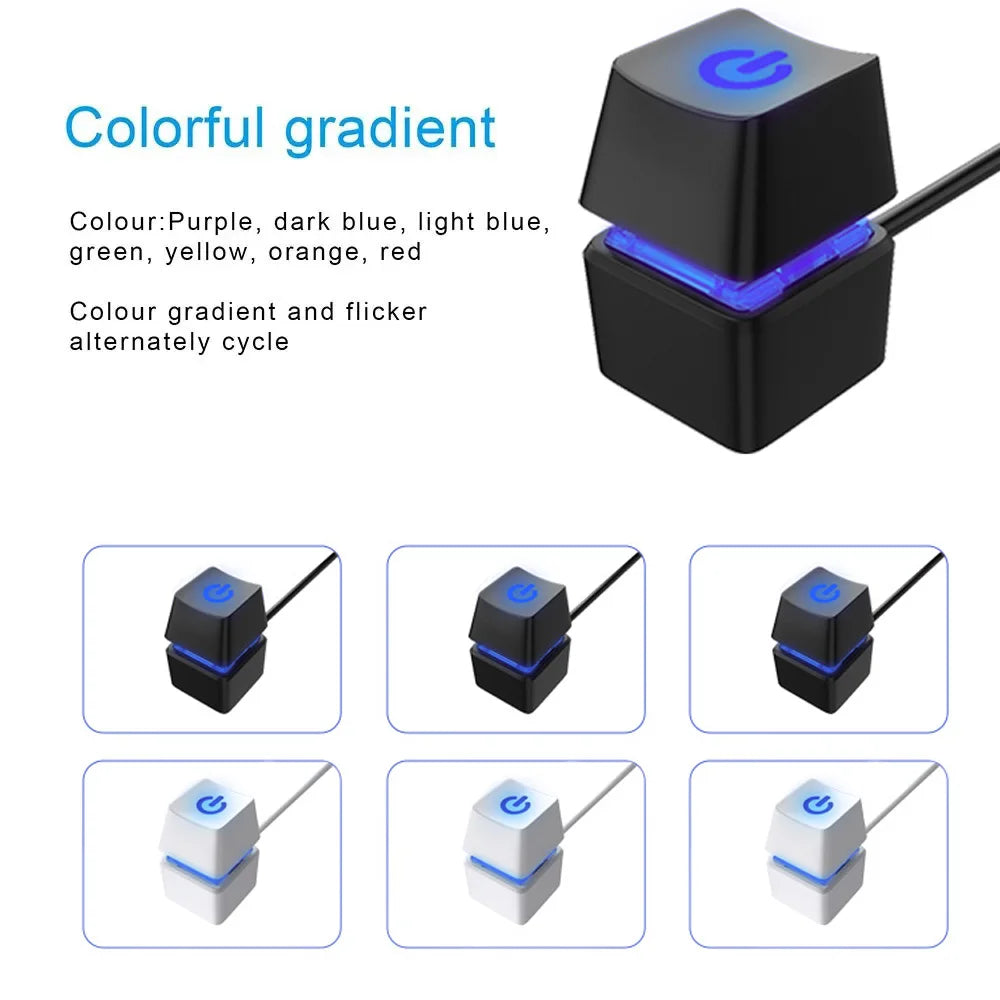 TEUCER Desktop Switch 2m Colorful LED Lights PC Motherboard External Start Power On/Off Button Extension Cable for Office Home