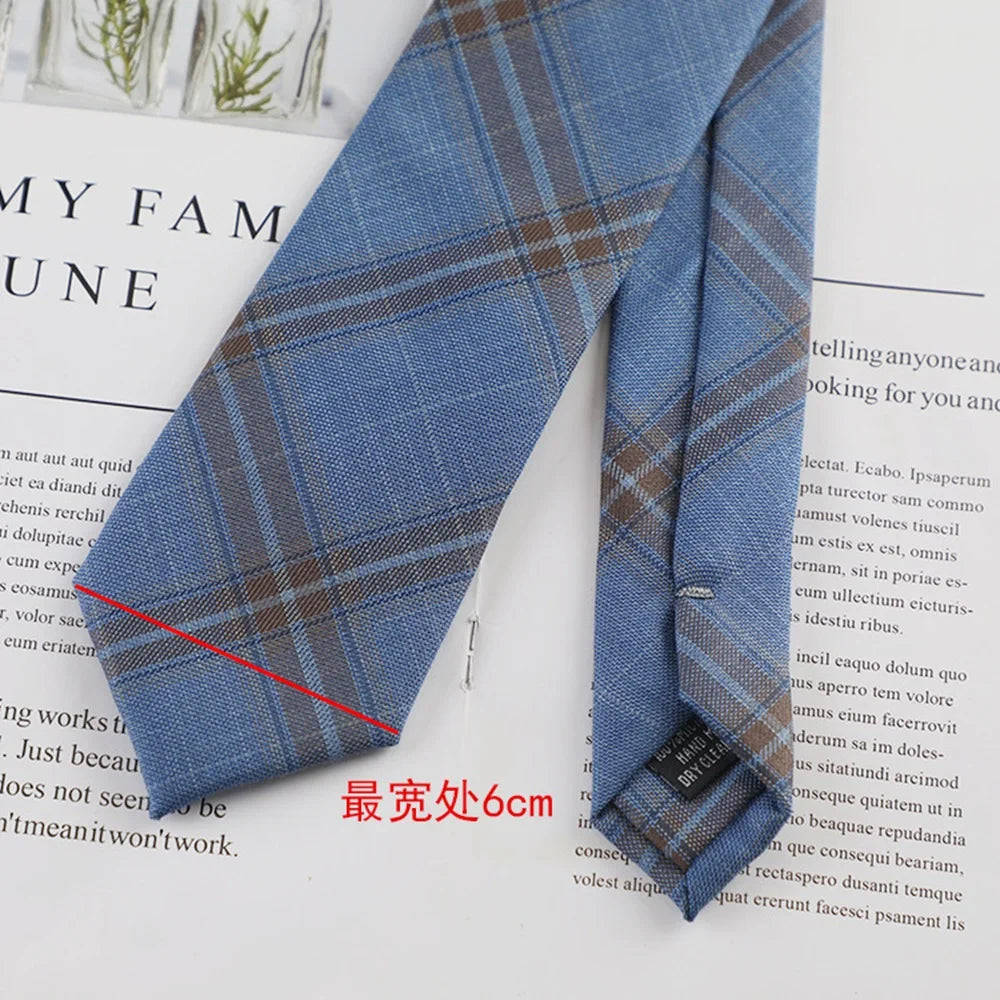 6Cm College Style Tie Ins Style Japanese Checkered Tie Jk Uniform Cotton Neckie Student Hand Tie