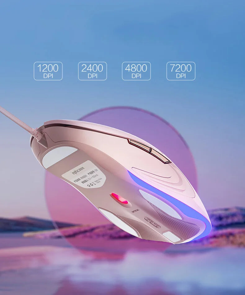 Inphic B8 Wired Mouse 4-speed DPI Adjustment Silent Office Mouse Colorful Breathing Light Effect For PC Laptop