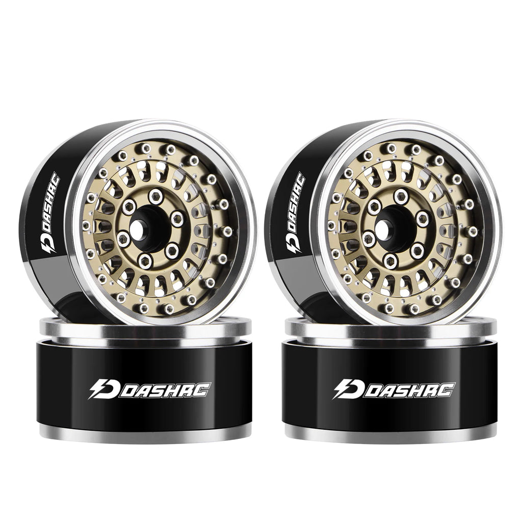 DashRC 1.9" Beadlock Wheels Aluminum Negative Offset Rims 4PCS for 1/10 RC Crawler SCX10 TRX4 TRX6 RC4WD D90
