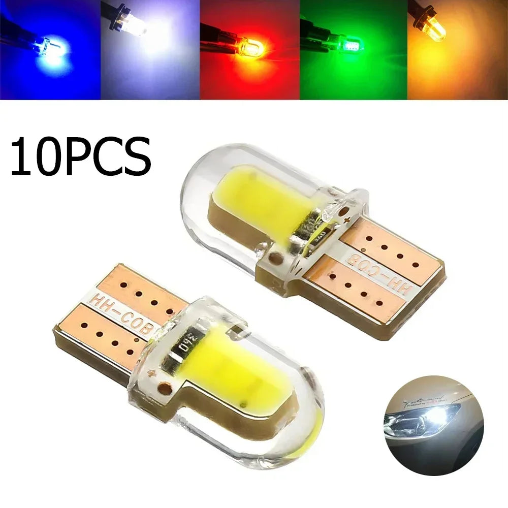 10pcs Car Interior Lamps T10 194 168 W5W COB 4 SMD LED CANBUS Silica Bright White Clearance License Light Bulbs Car Lights