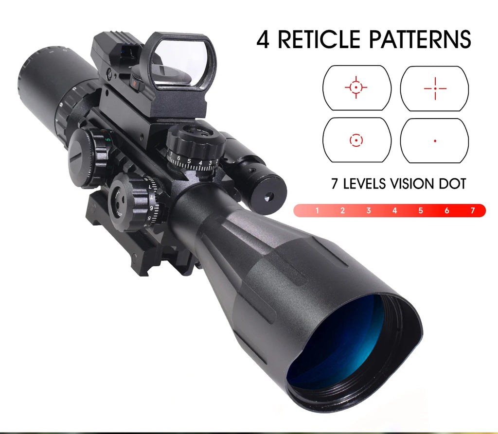 4-12X50ir Scope Red Green Two Color Illumination with HD101 HD103 4 Points Reticle Red Dot Optics Sight Hunting Combo
