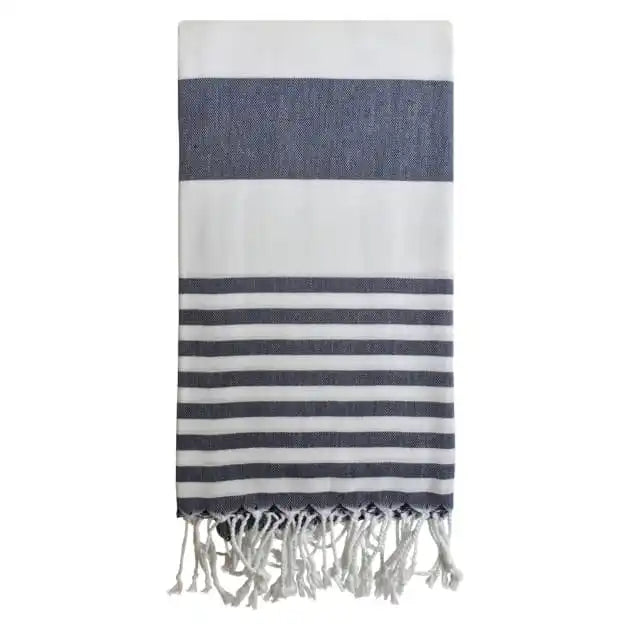 100% Cotton Modern Tropical Rectangular Fouta Towel Turkish Yarn Dyed Striped Dobby Embroidery Eco-Friendly Everyday Home Travel