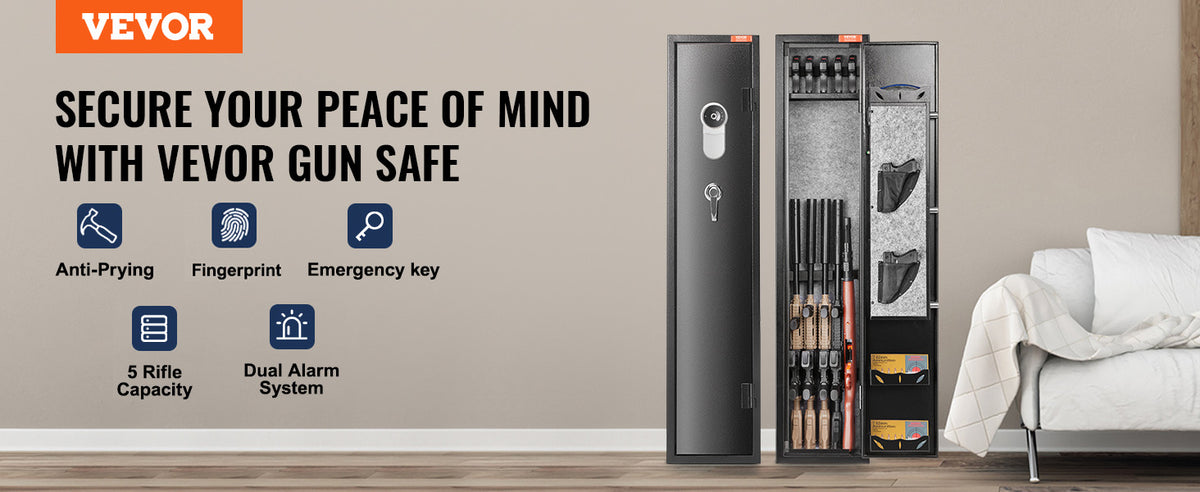VEVOR 3-8 Rifles Gun Safe with Digital Keypad & Lock Gun Storage Cabinet with Removable Storage Shelf for Home Long Gun Pistols