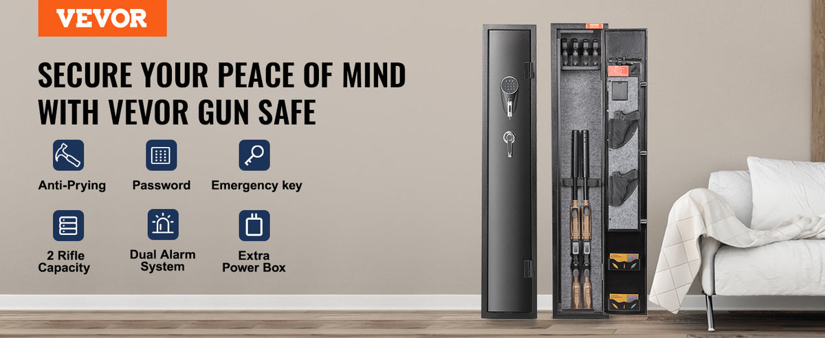 VEVOR 3-8 Rifles Gun Safe with Digital Keypad & Lock Gun Storage Cabinet with Removable Storage Shelf for Home Long Gun Pistols