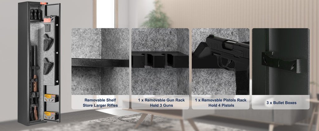 VEVOR 3-8 Rifles Gun Safe with Digital Keypad & Lock Gun Storage Cabinet with Removable Storage Shelf for Home Long Gun Pistols