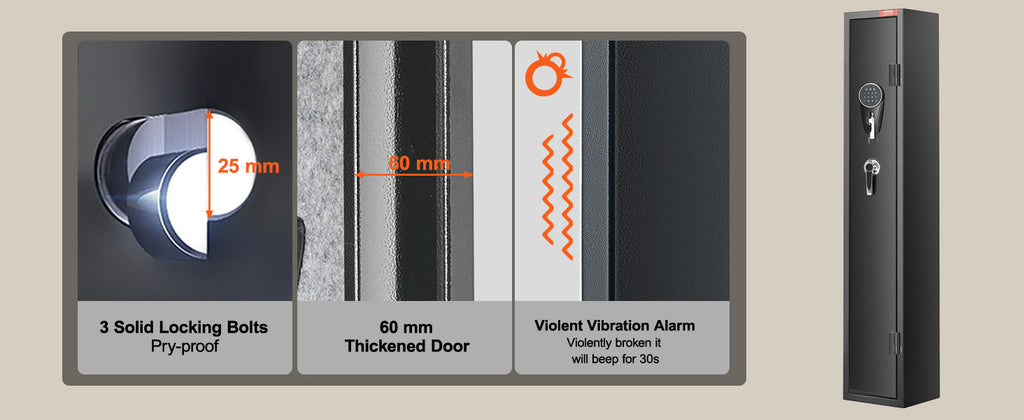 VEVOR 3-8 Rifles Gun Safe with Digital Keypad & Lock Gun Storage Cabinet with Removable Storage Shelf for Home Long Gun Pistols