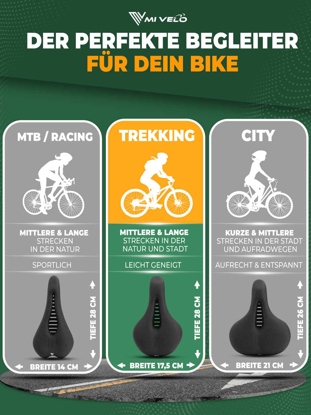 Mivelo Fahrradsattel Trekking Comfort Pro